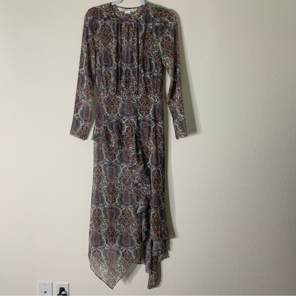 Veronica Beard Womens Sazan Long sleeve paisley midi dress 2 - Picture 2 of 9